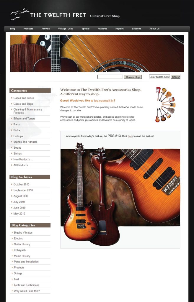 The Twelfth Fret WordPress/ZenCart Design & Development for E-commerce Website