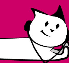 An image of a cartoon cat wearing headphones used to demonstrate responsive design.