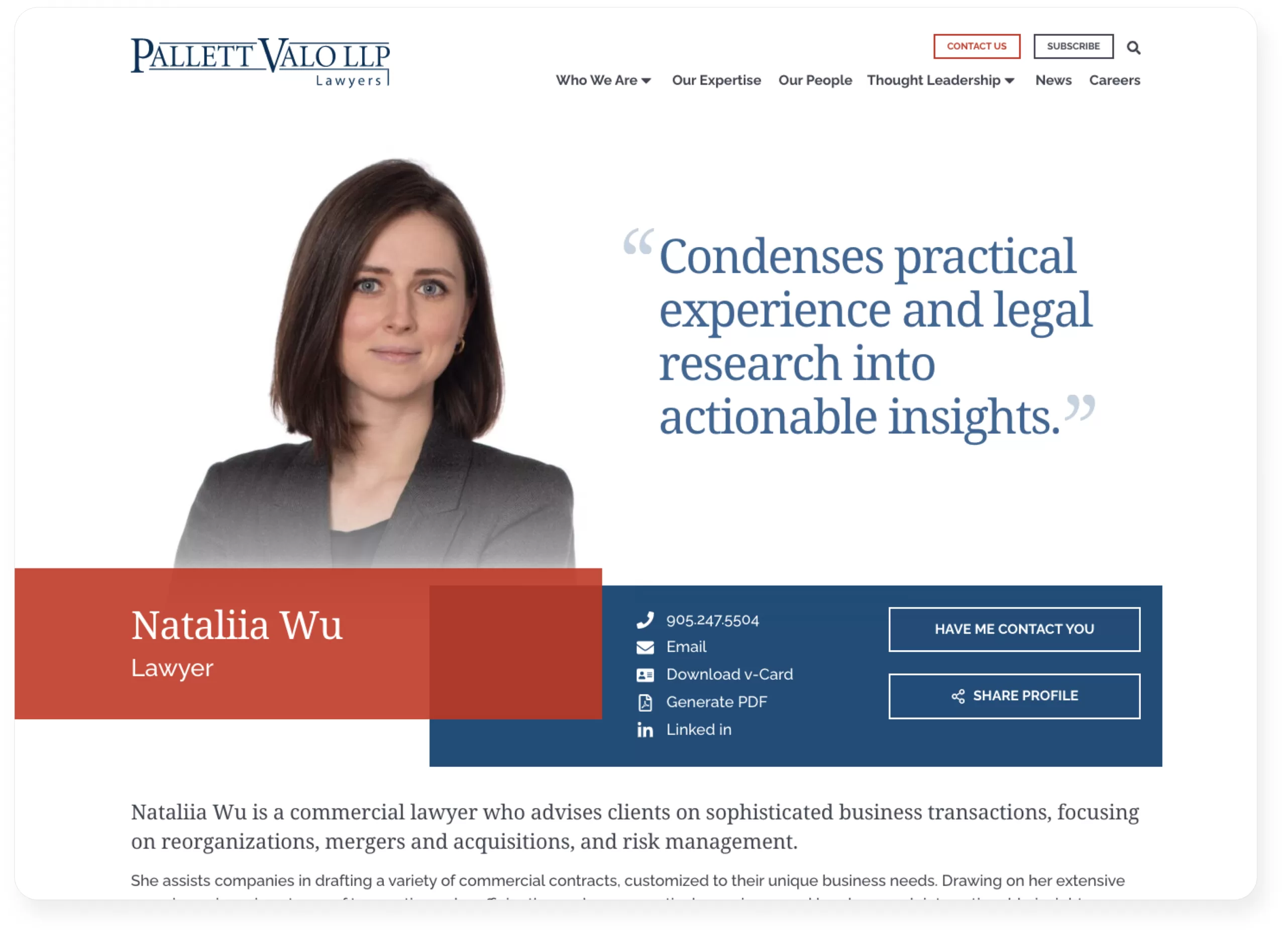 Pallett lawyer page screenshot