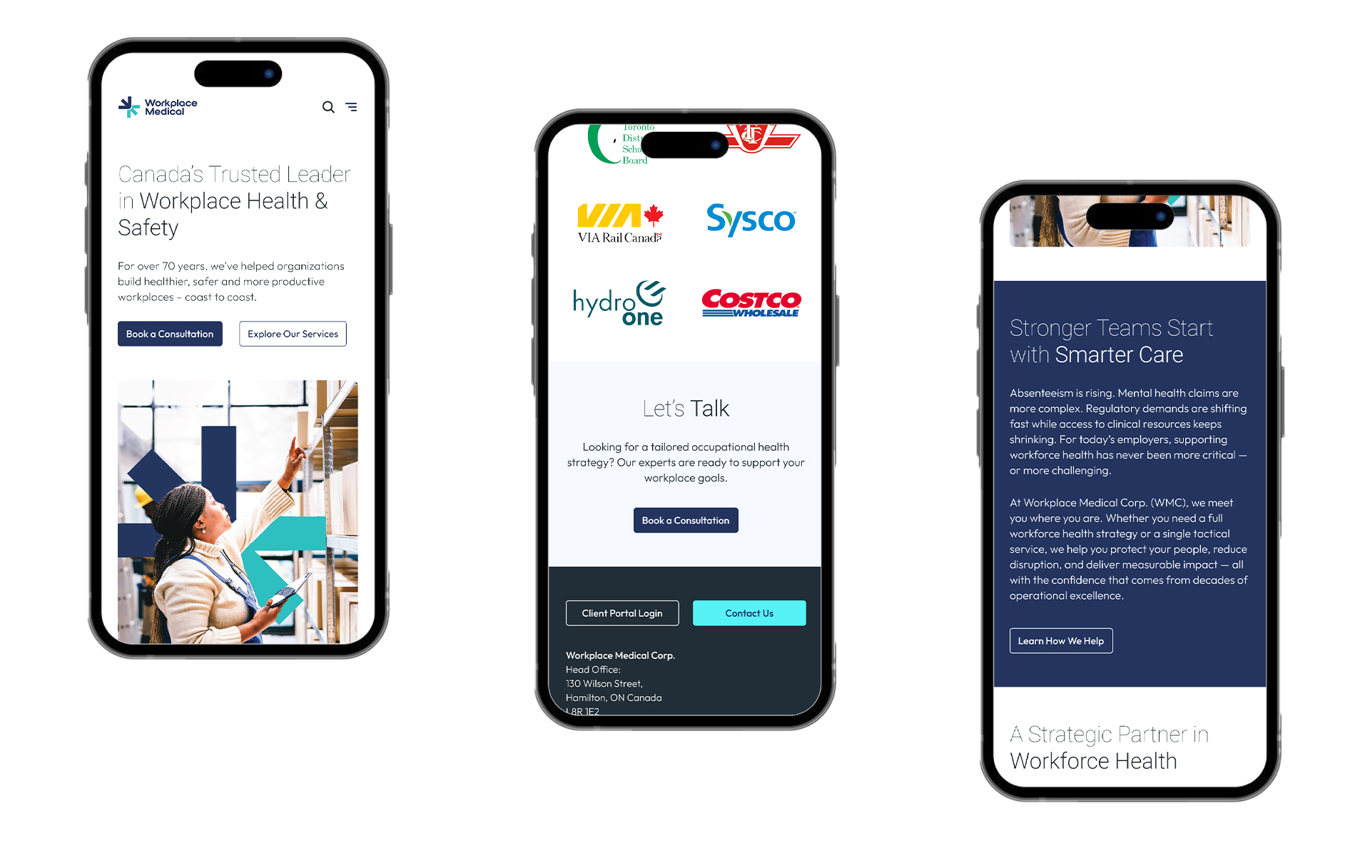 Workplace Medical website mobile screenshots